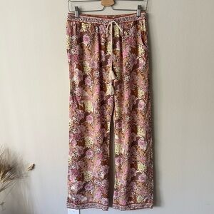 World Market Bohemian Print Floral Pants Elastic Waist Size S/M